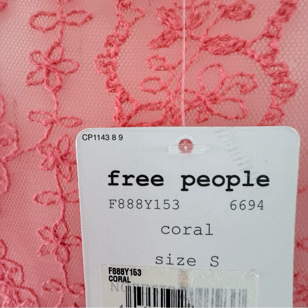 Free People Coral Lace Tiered Mini Dress | NWT | Size S - Picture 8 of 13